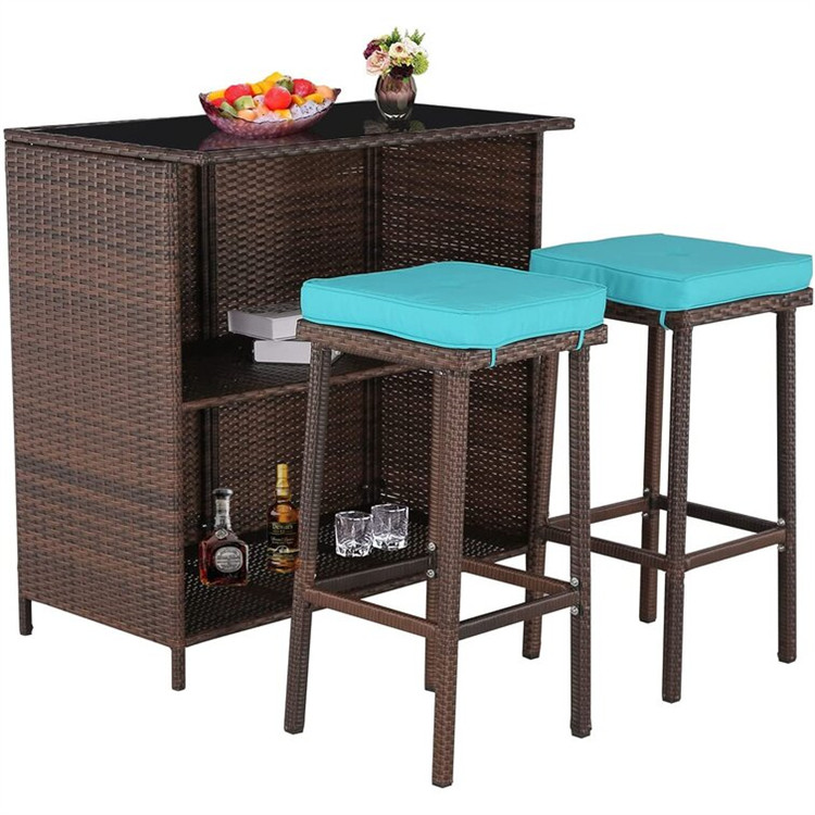 3-osaline Patio Rattan vitstest baarikomplekt